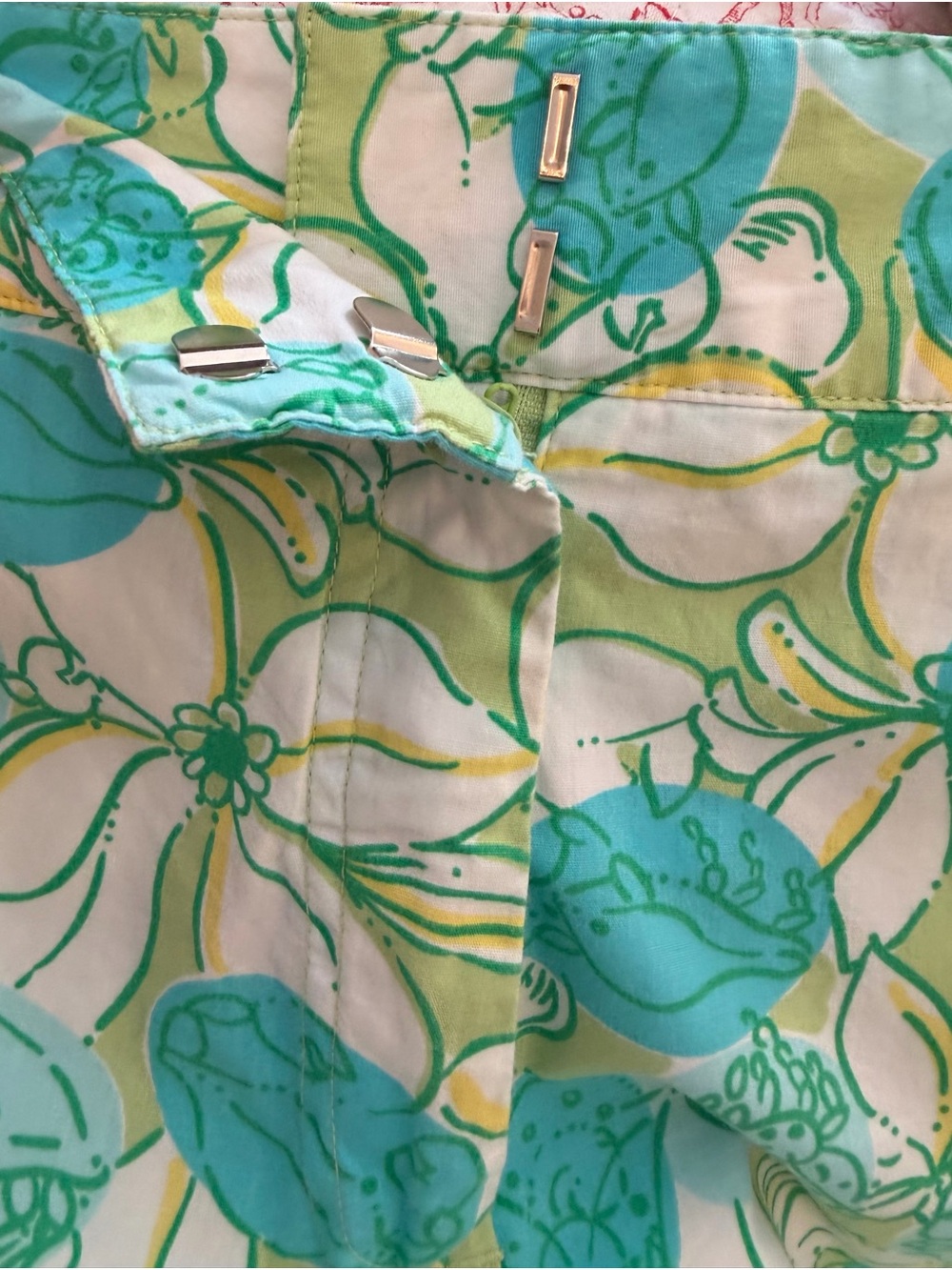 Lilly Pulitzer Cropped Pants in Aqua & Green Tropical Print - Picture 6 of 7